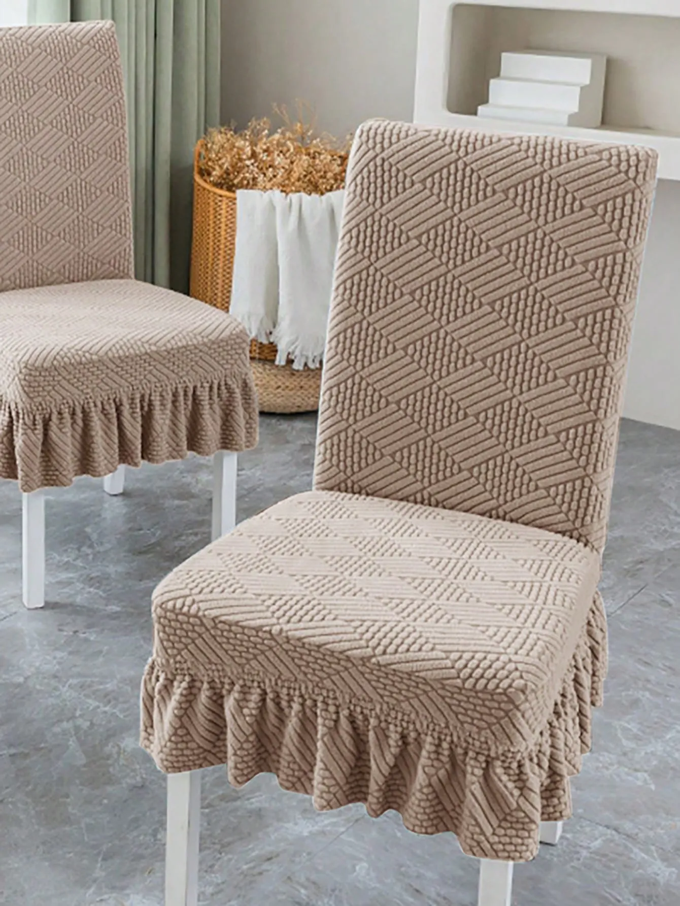 Snow Bud, Short Skirt , Elastic Table Chair Cover, Modern Simple, Stool Cover, Cover Back One, Dustproof Elastic, Durable Soft, Comfortable Universal