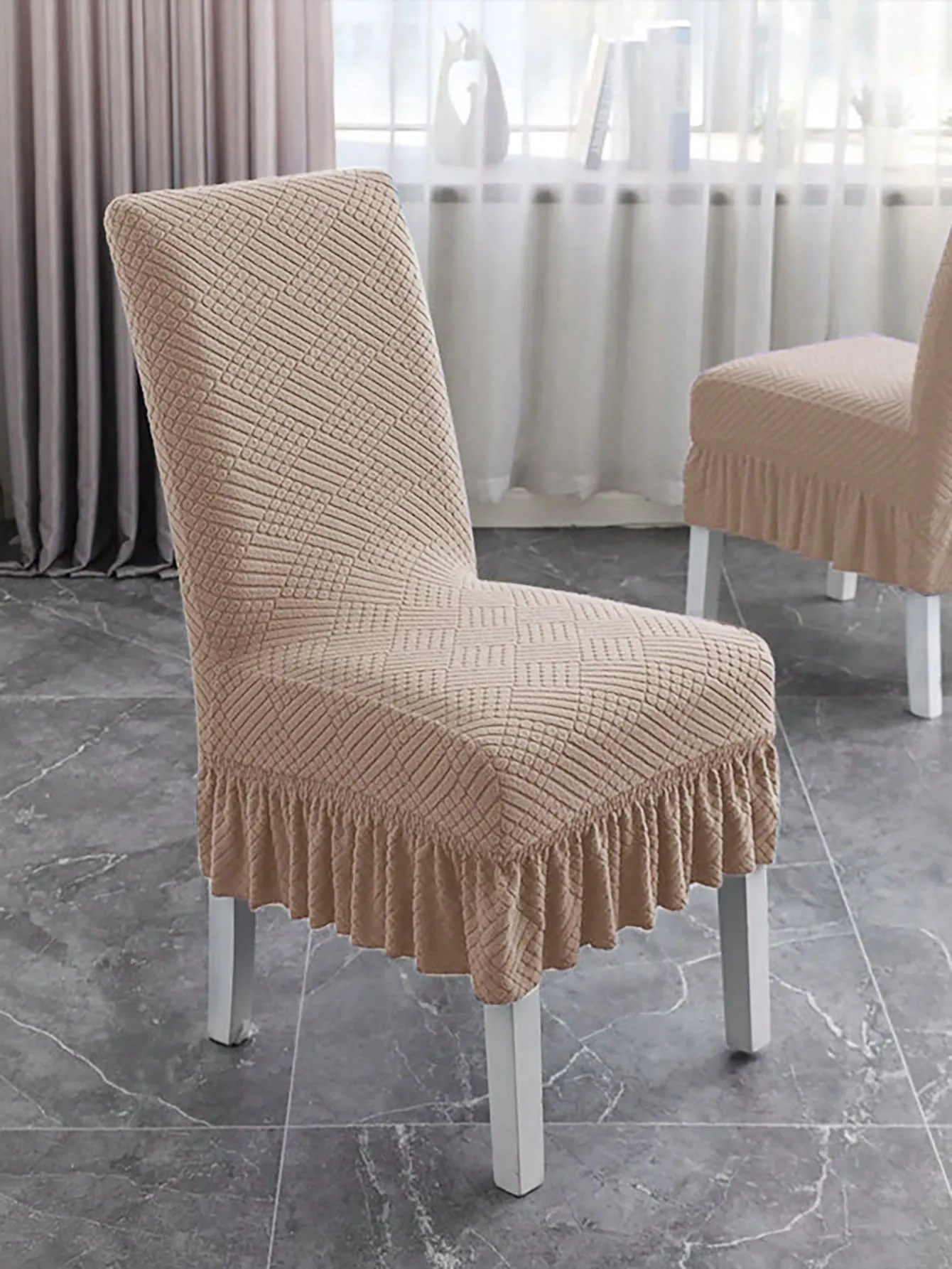 Snow Bud, Short Skirt , Elastic Table Chair Cover, Modern Simple, Stool Cover, Cover Back One, Dustproof Elastic, Durable Soft, Comfortable Universal