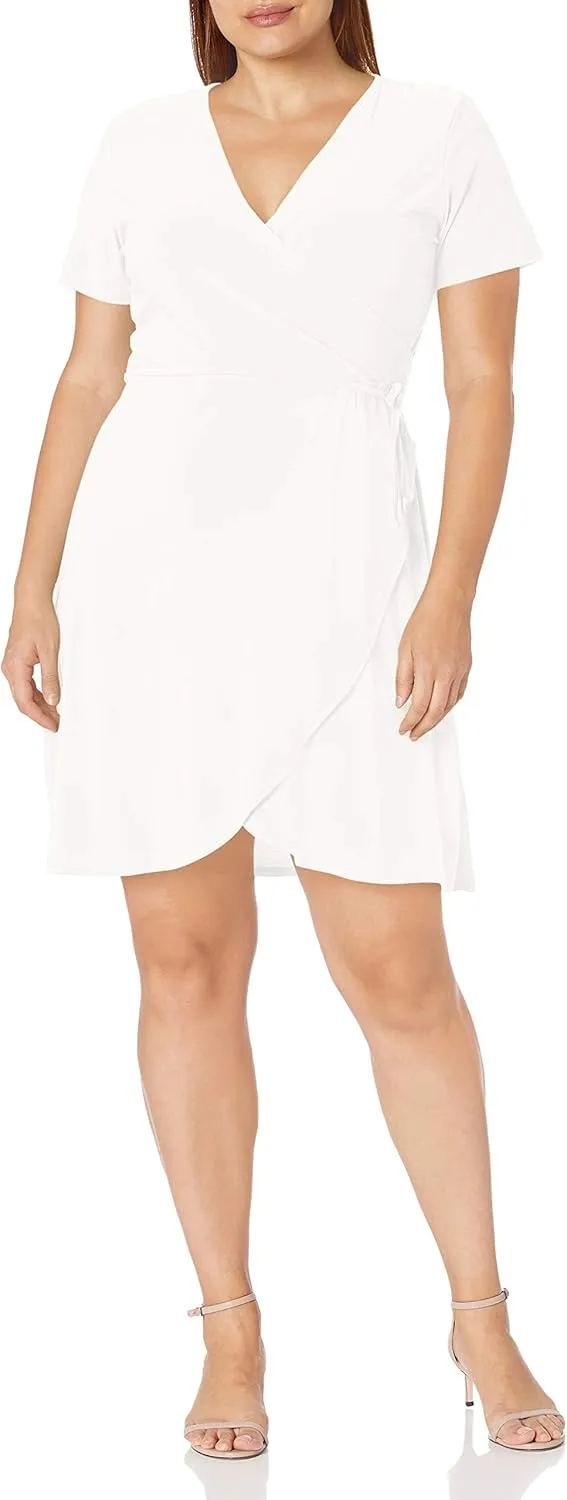 Star Vixen Women's Plus Size Ss Ballerina Wrap Dress