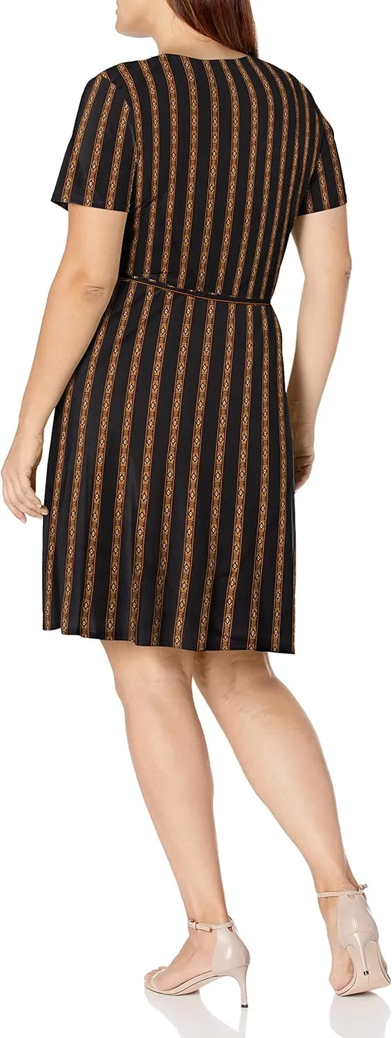 Star Vixen Women's Plus Size Ss Ballerina Wrap Dress