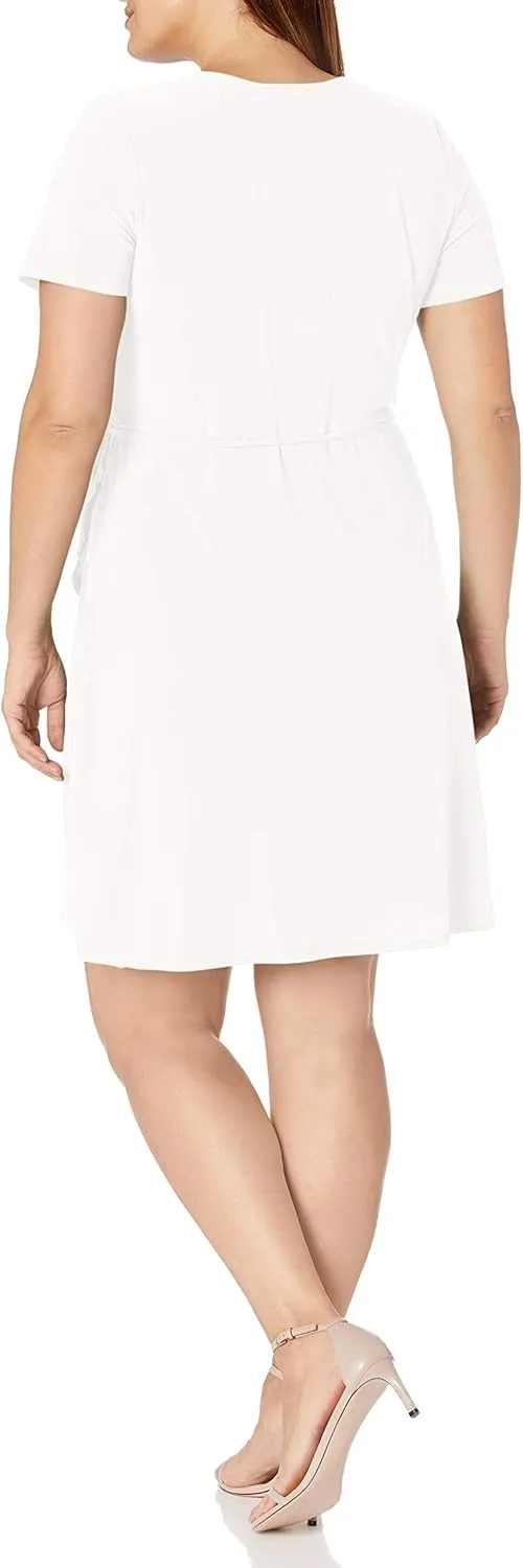 Star Vixen Women's Plus Size Ss Ballerina Wrap Dress
