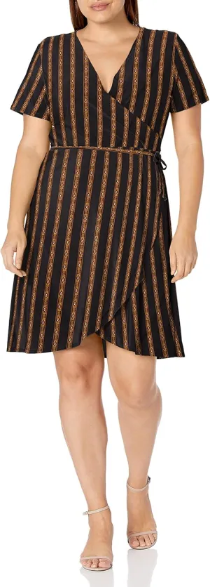 Star Vixen Women's Plus Size Ss Ballerina Wrap Dress