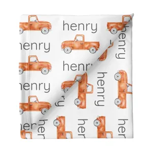 Sugar   Maple Large Stretchy Blanket - Truck Orange