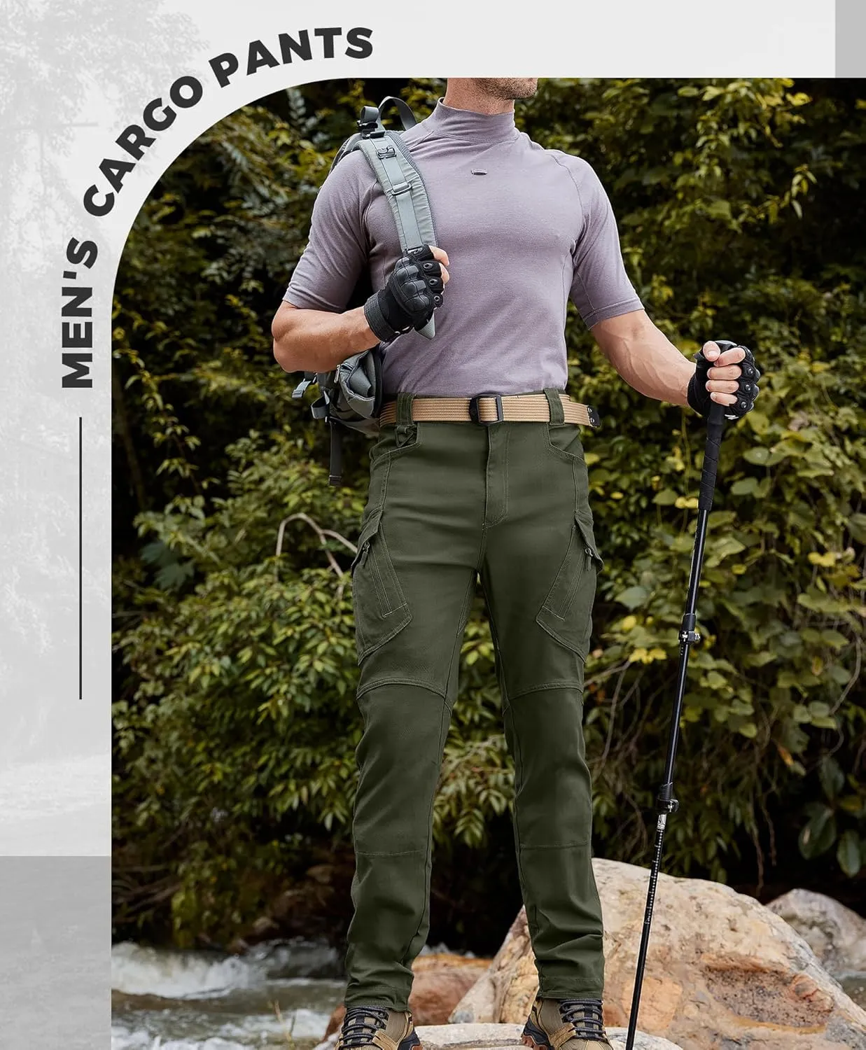 Susclude Men's Outdoor Cargo Work Trousers Military Tactical Pants Ripstop Assault Combat Trousers Hiking Pants Men