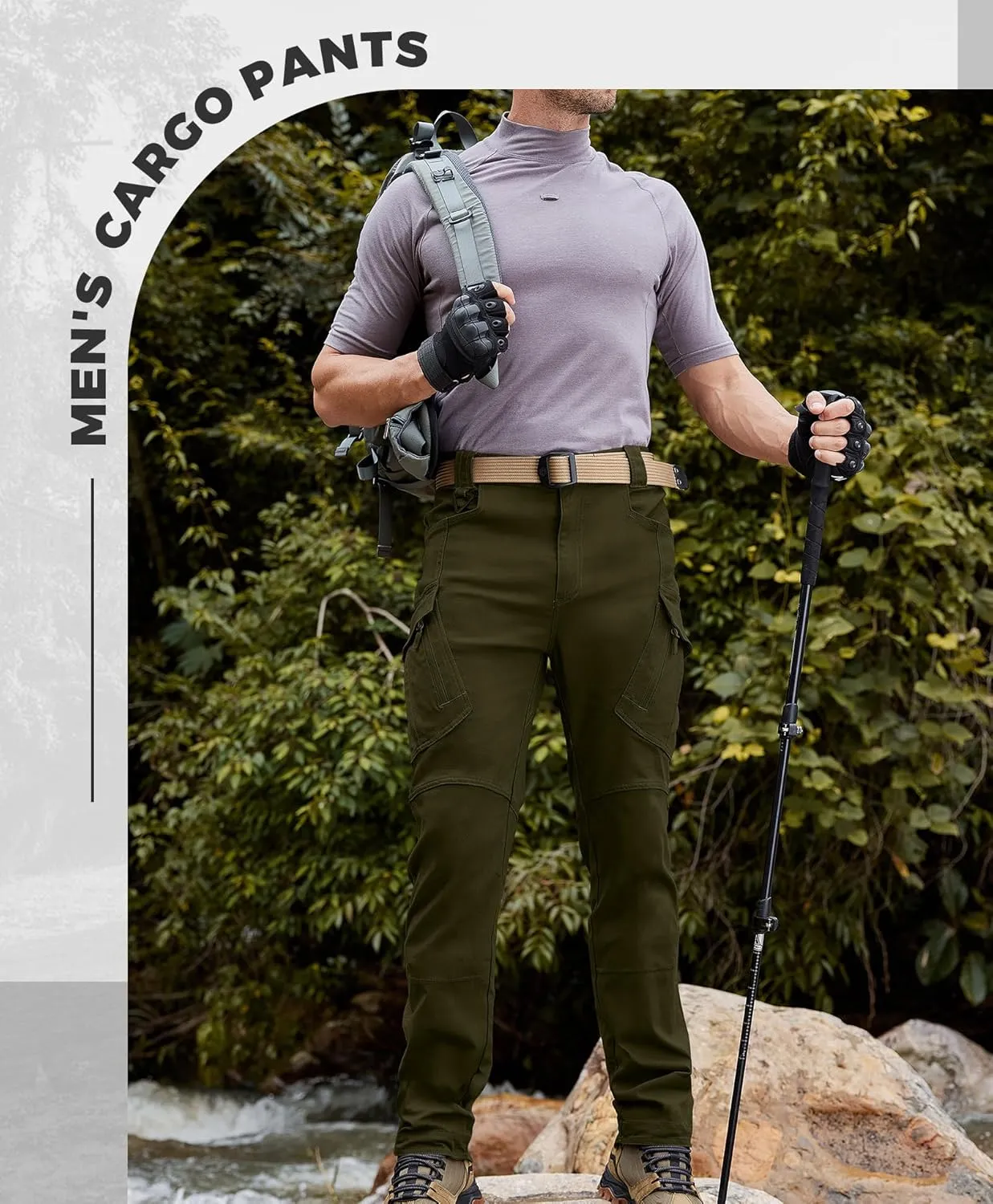 Susclude Men's Outdoor Cargo Work Trousers Military Tactical Pants Ripstop Assault Combat Trousers Hiking Pants Men