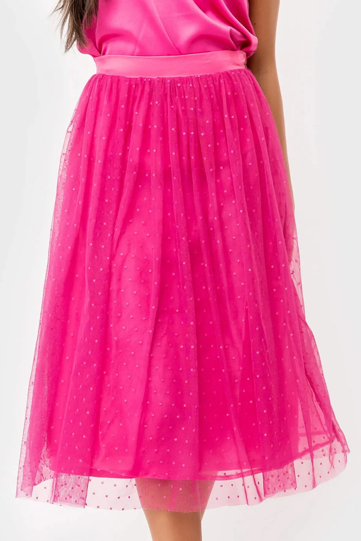 Swiss Dot Layered Midi Skirt