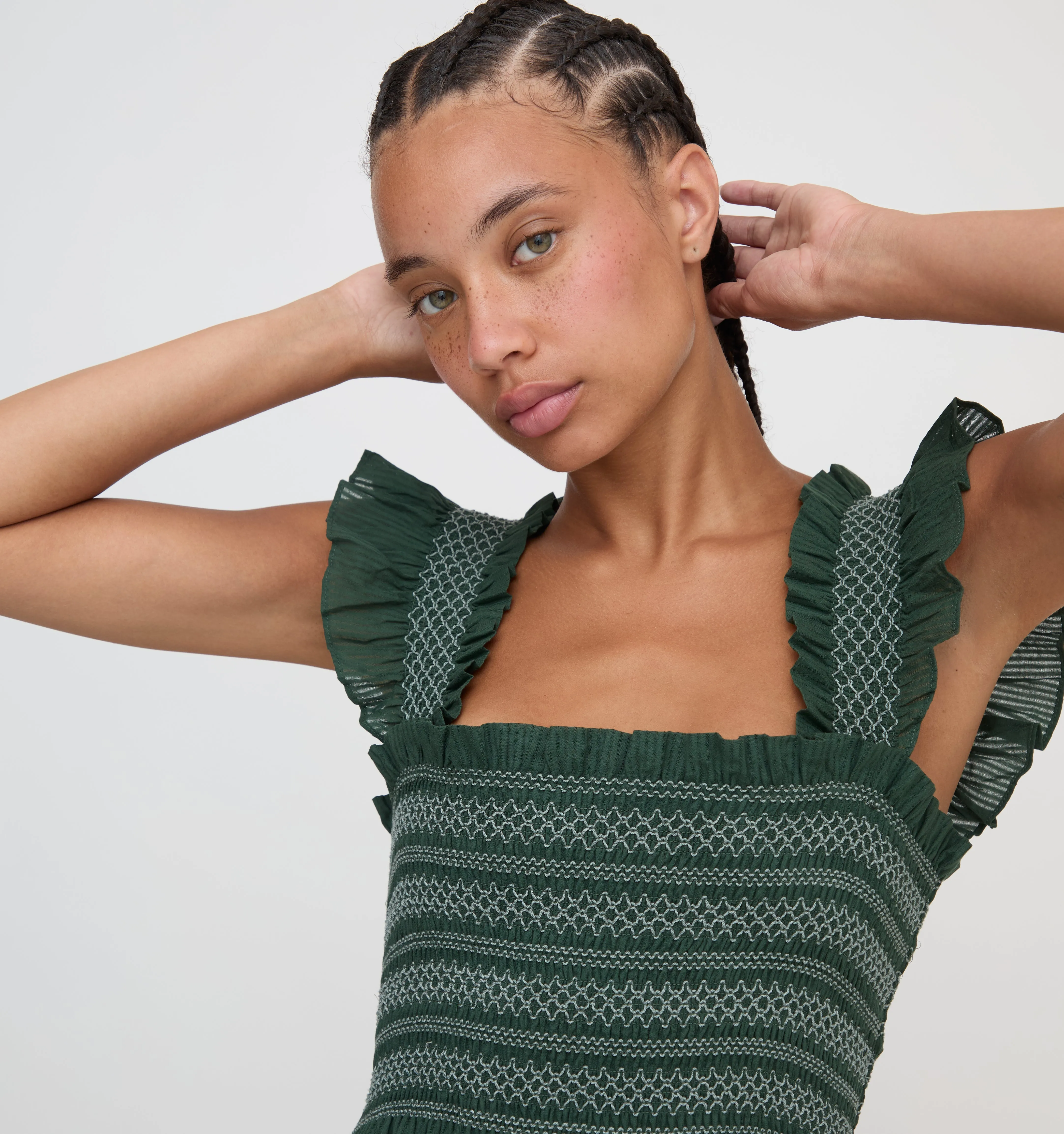 The Ellie Nap Dress - Green Shadow Stripe