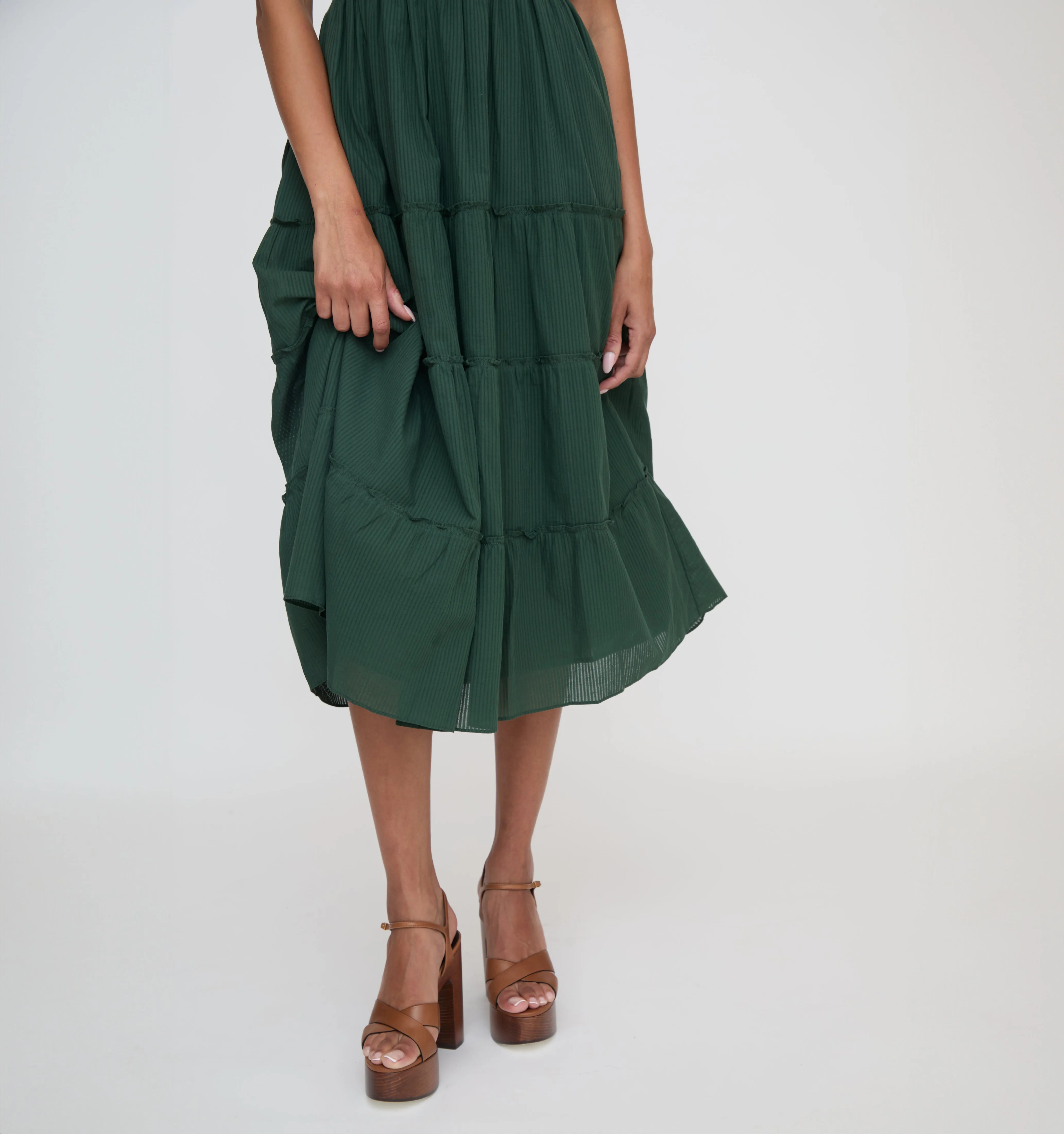 The Ellie Nap Dress - Green Shadow Stripe