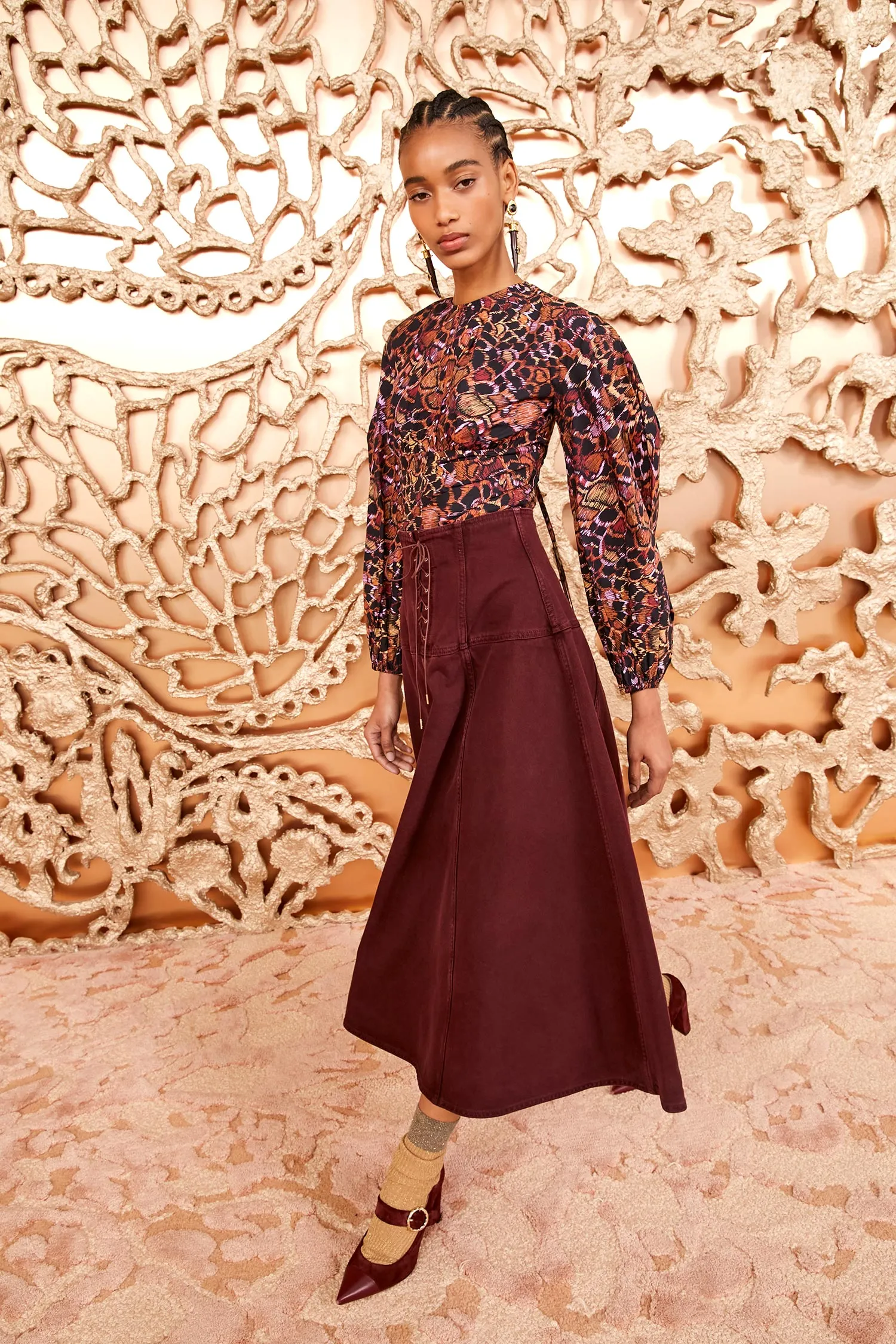 The Estelle Skirt - Claret Wash