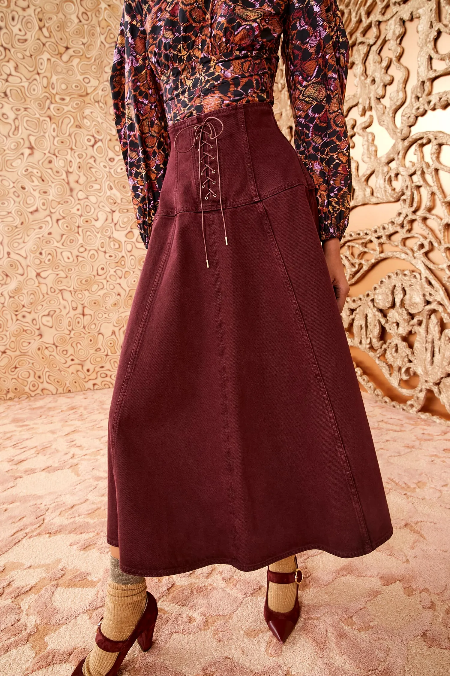 The Estelle Skirt - Claret Wash