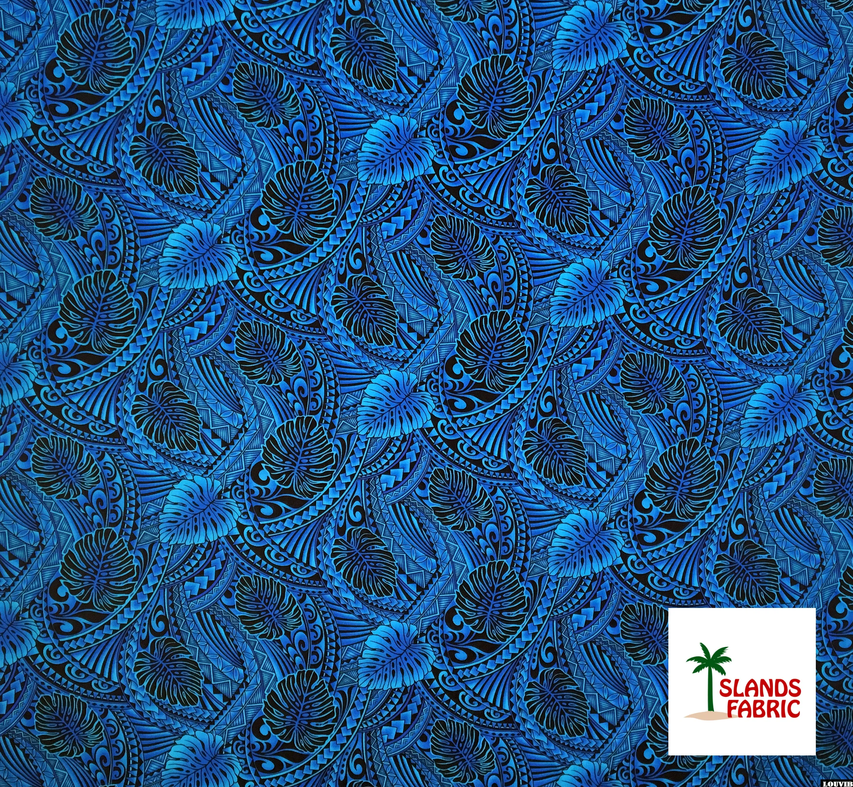 Traditional Tattoo Monstera Leaves Fabric | Rayon