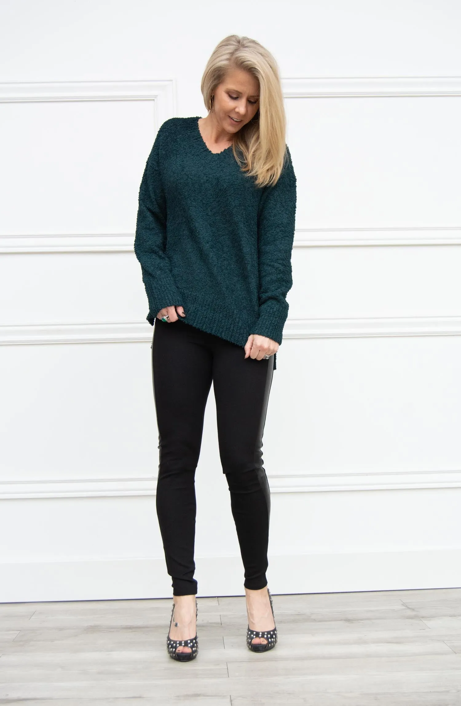 V-Neck Teddy Sweater