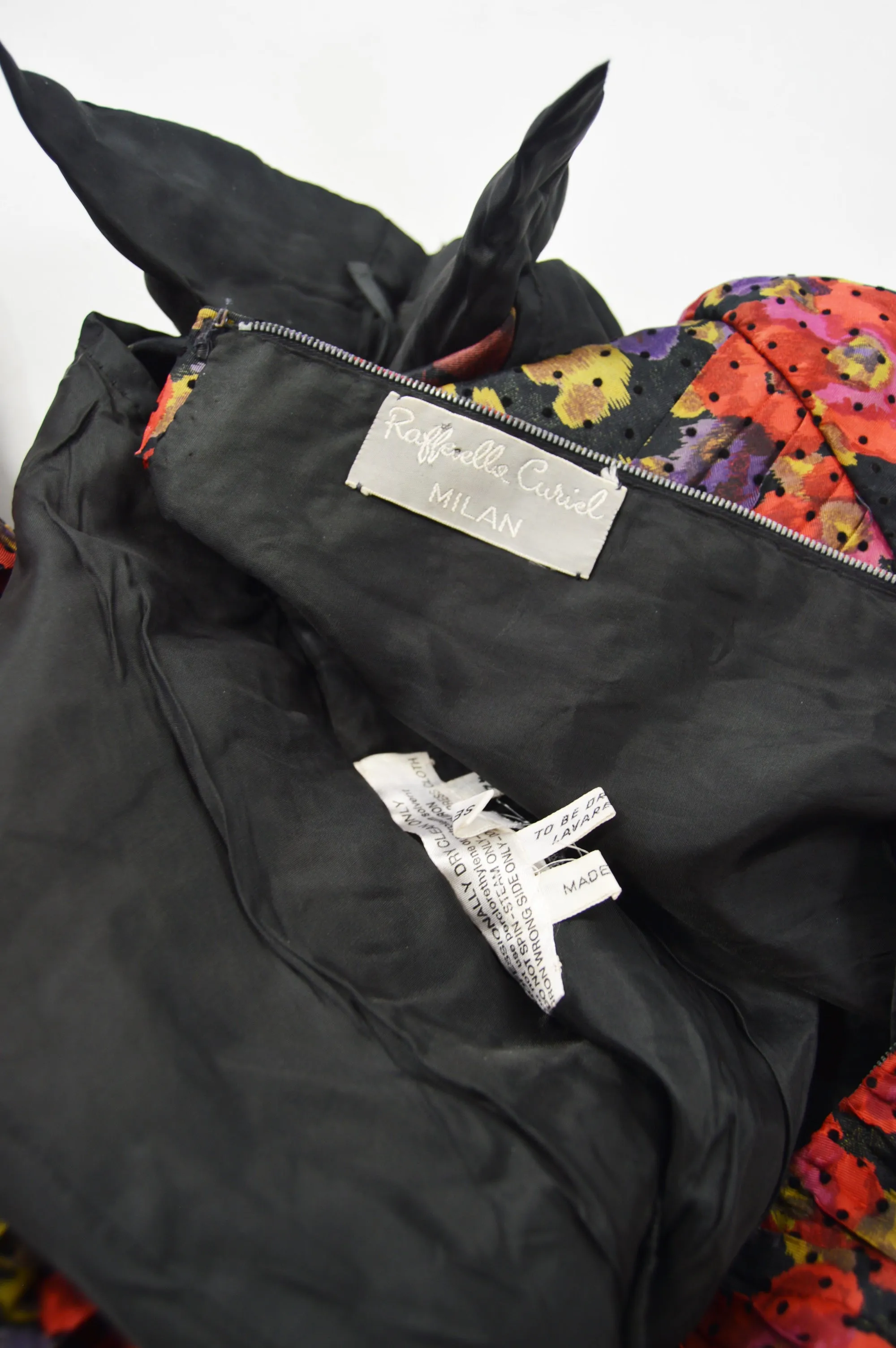 Vintage Ruched Silk Floral Evening Dress, 1980s