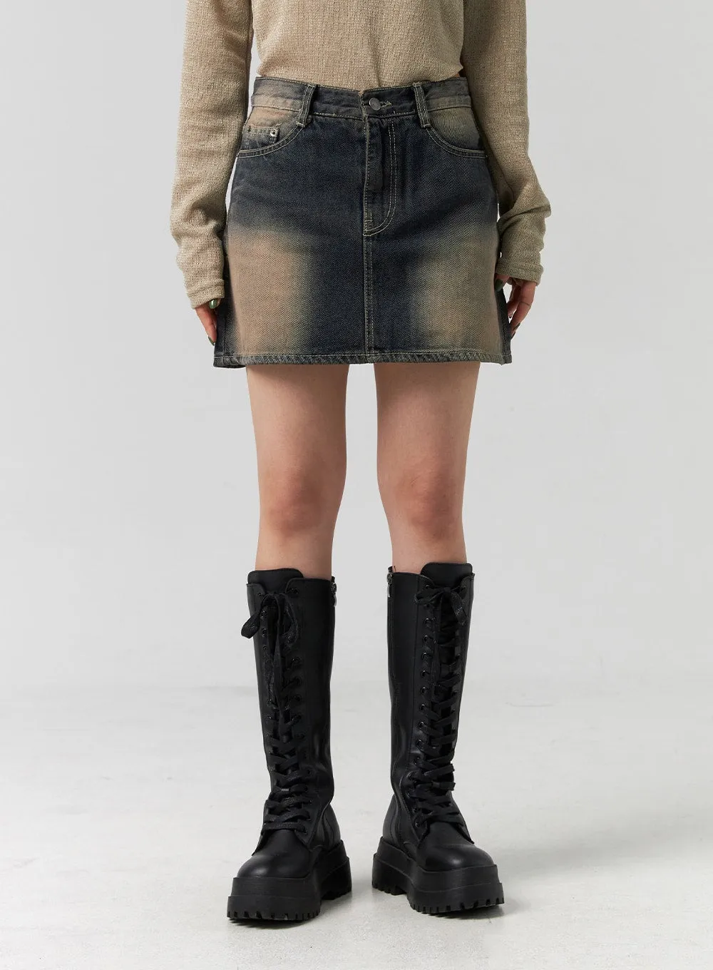 Washed Denim Mini Skirt CG330