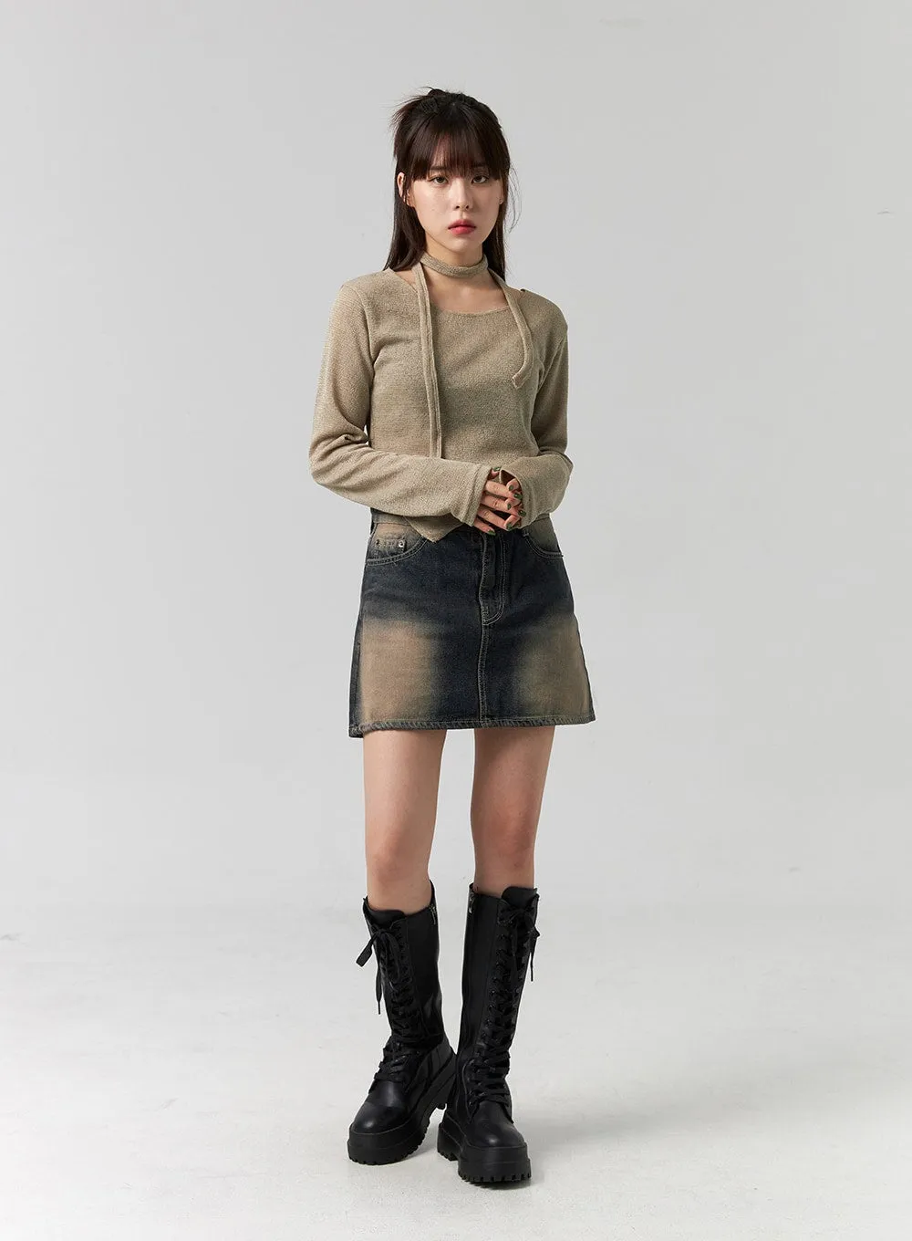 Washed Denim Mini Skirt CG330