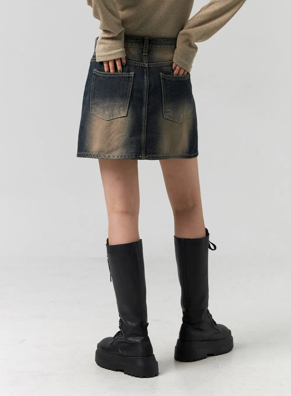 Washed Denim Mini Skirt CG330