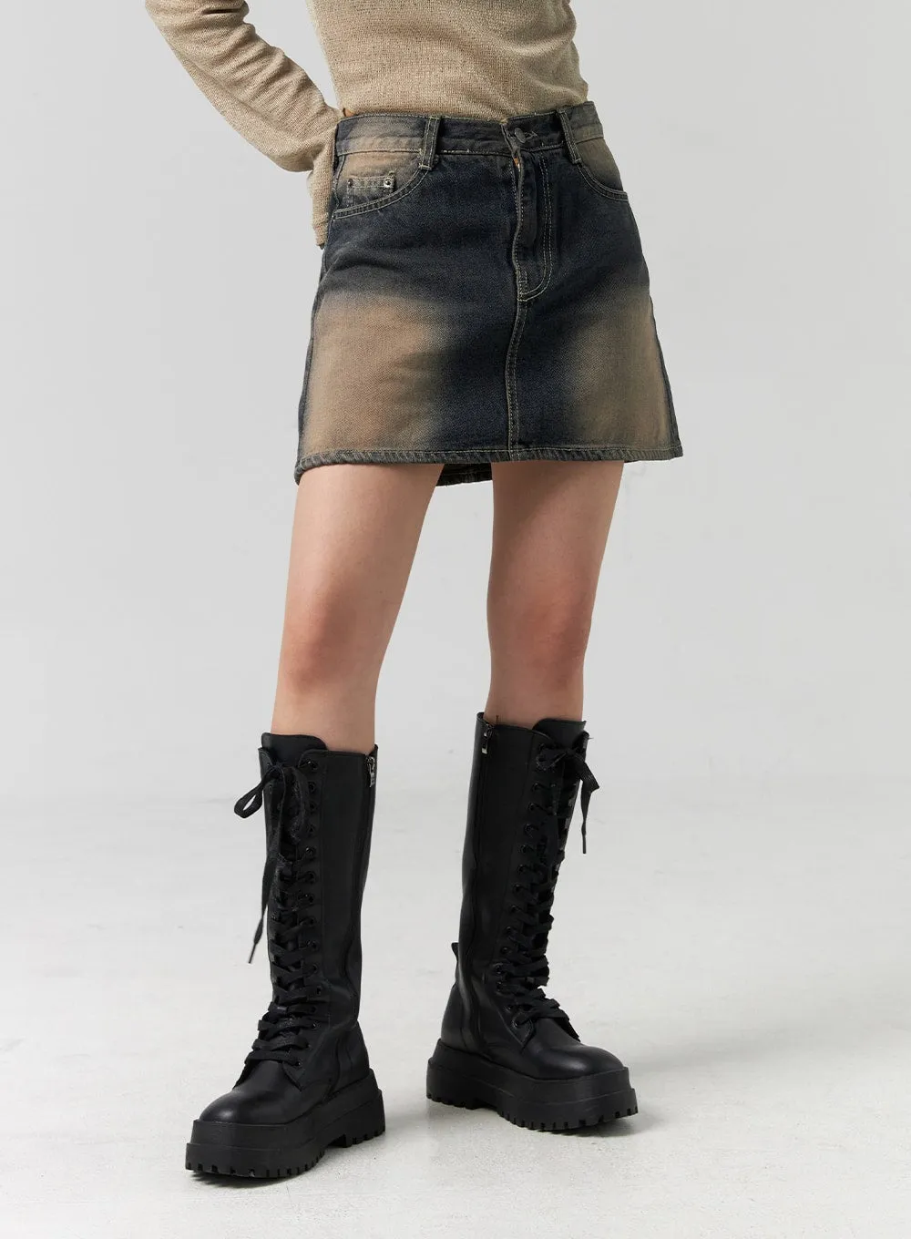 Washed Denim Mini Skirt CG330