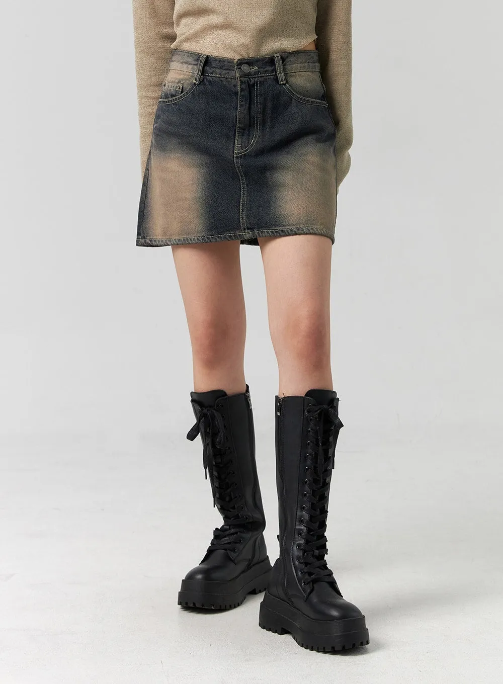 Washed Denim Mini Skirt CG330