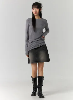 Washed Mini Denim Skirt CD307