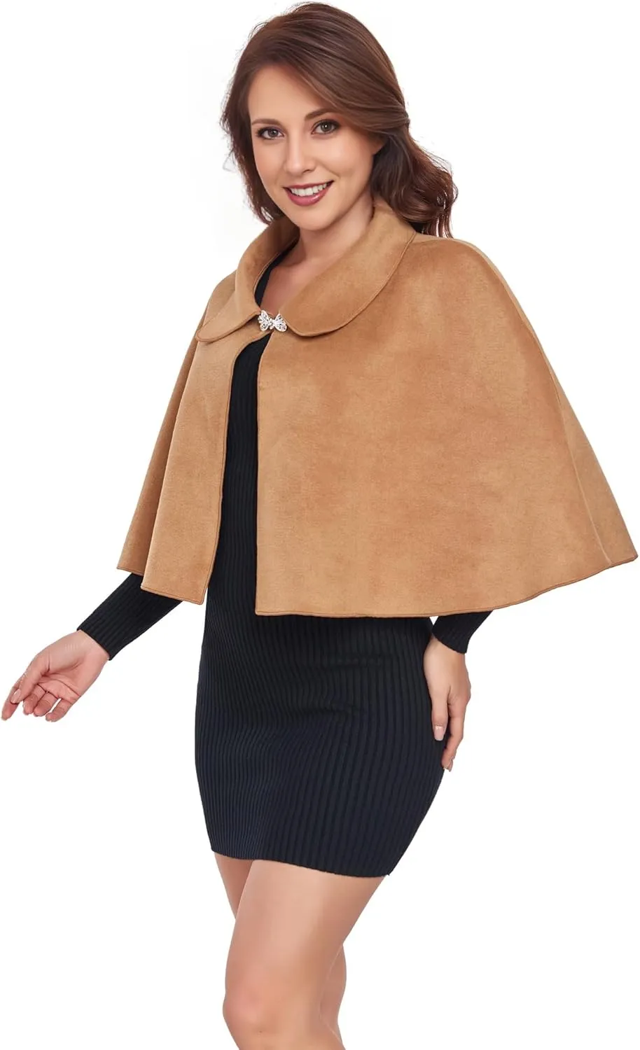 Women Capelet Shawl Short Cloak Cape Warm Poncho Fall Winter Soft Shawl Cover Up