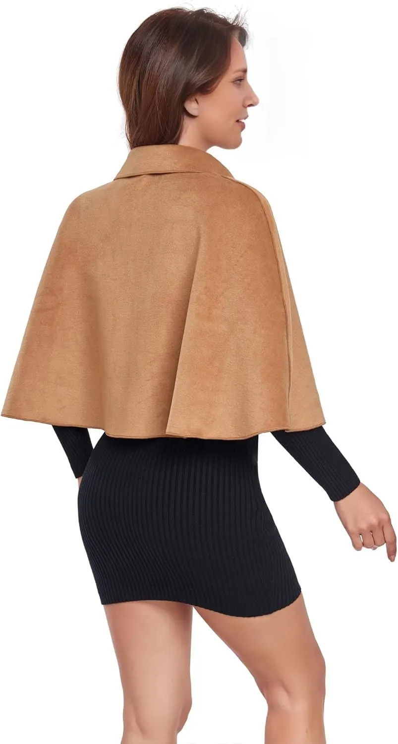 Women Capelet Shawl Short Cloak Cape Warm Poncho Fall Winter Soft Shawl Cover Up