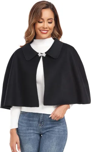 Women Capelet Shawl Short Cloak Cape Warm Poncho Fall Winter Soft Shawl Cover Up