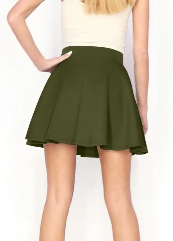 Women's Basic Versatile Stretchy Flared Skater Skirt (S-XL)